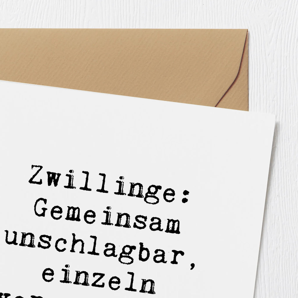 Deluxe Karte Spruch Unschlagbare Zwillingsgeschwister Karte, Grußkarte, Klappkarte, Einladungskarte, Glückwunschkarte, Hochzeitskarte, Geburtstagskarte, Hochwertige Grußkarte, Hochwertige Klappkarte, Familie, Vatertag, Muttertag, Bruder, Schwester, Mama, Papa, Oma, Opa