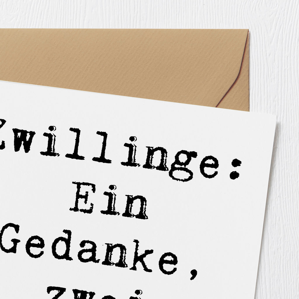 Deluxe Karte Spruch Zwillingsgeschwister Grinser Karte, Grußkarte, Klappkarte, Einladungskarte, Glückwunschkarte, Hochzeitskarte, Geburtstagskarte, Hochwertige Grußkarte, Hochwertige Klappkarte, Familie, Vatertag, Muttertag, Bruder, Schwester, Mama, Papa, Oma, Opa