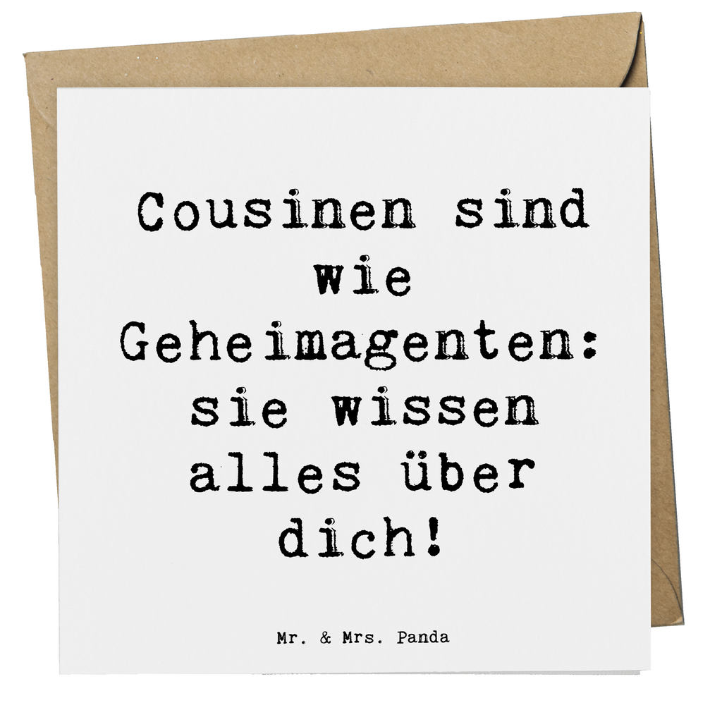 Deluxe Karte Spruch Cousinen Geheimagenten Karte, Grußkarte, Klappkarte, Einladungskarte, Glückwunschkarte, Hochzeitskarte, Geburtstagskarte, Hochwertige Grußkarte, Hochwertige Klappkarte, Familie, Vatertag, Muttertag, Bruder, Schwester, Mama, Papa, Oma, Opa