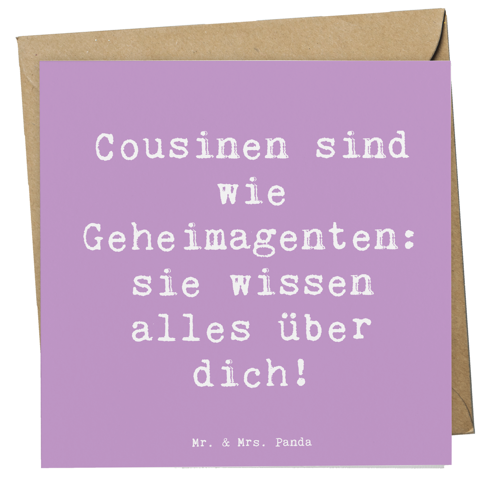 Deluxe Karte Spruch Cousinen Geheimagenten Karte, Grußkarte, Klappkarte, Einladungskarte, Glückwunschkarte, Hochzeitskarte, Geburtstagskarte, Hochwertige Grußkarte, Hochwertige Klappkarte, Familie, Vatertag, Muttertag, Bruder, Schwester, Mama, Papa, Oma, Opa