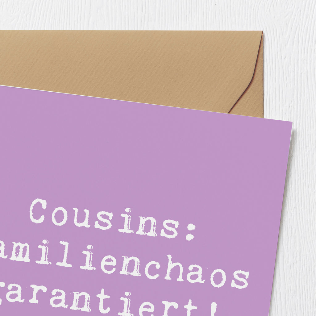 Deluxe Karte Spruch Cousin Abenteuer Karte, Grußkarte, Klappkarte, Einladungskarte, Glückwunschkarte, Hochzeitskarte, Geburtstagskarte, Hochwertige Grußkarte, Hochwertige Klappkarte, Familie, Vatertag, Muttertag, Bruder, Schwester, Mama, Papa, Oma, Opa