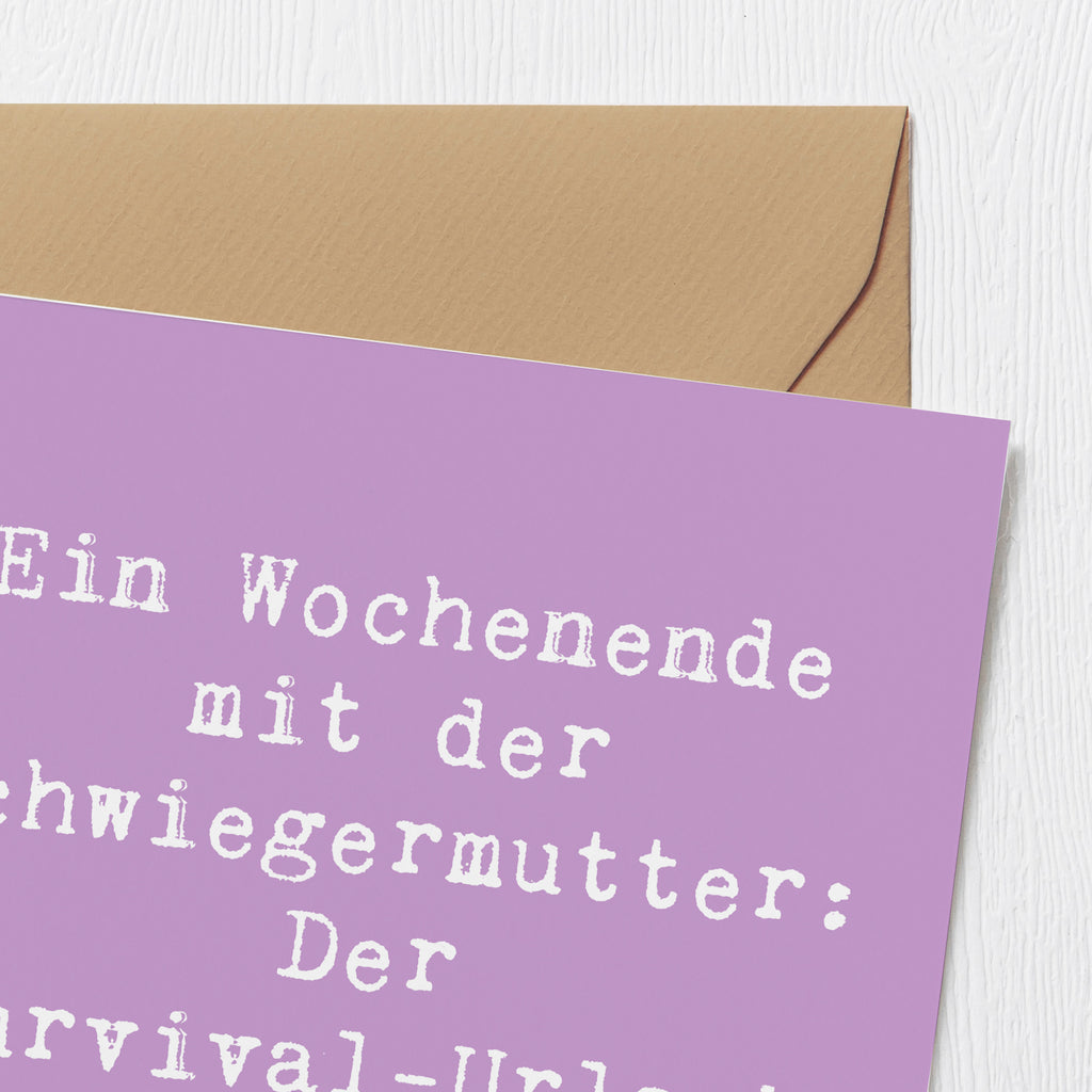 Deluxe Karte Spruch Schwiegermutter Abenteuer Karte, Grußkarte, Klappkarte, Einladungskarte, Glückwunschkarte, Hochzeitskarte, Geburtstagskarte, Hochwertige Grußkarte, Hochwertige Klappkarte, Familie, Vatertag, Muttertag, Bruder, Schwester, Mama, Papa, Oma, Opa