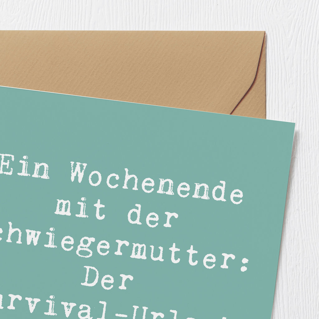 Deluxe Karte Spruch Schwiegermutter Abenteuer Karte, Grußkarte, Klappkarte, Einladungskarte, Glückwunschkarte, Hochzeitskarte, Geburtstagskarte, Hochwertige Grußkarte, Hochwertige Klappkarte, Familie, Vatertag, Muttertag, Bruder, Schwester, Mama, Papa, Oma, Opa