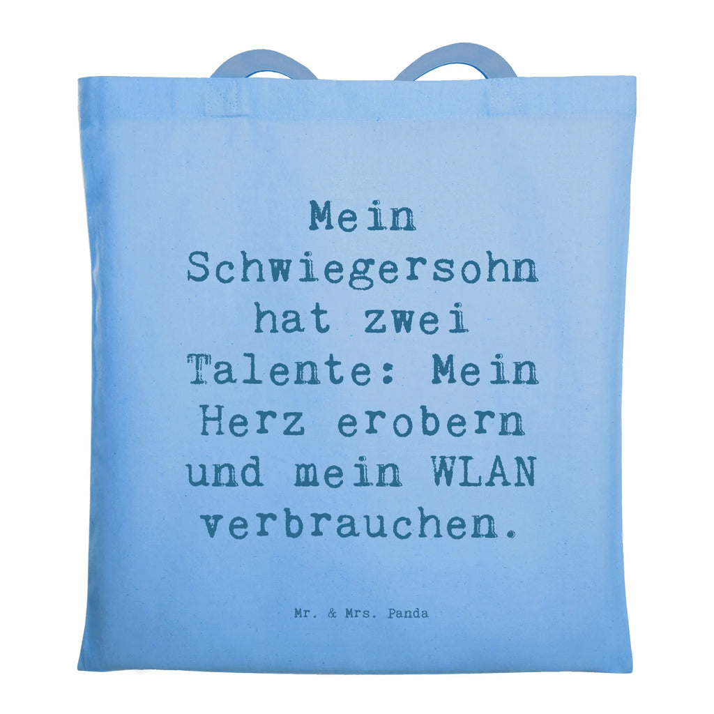 Tragetasche Spruch Schwiegersohn Talente Beuteltasche, Beutel, Einkaufstasche, Jutebeutel, Stoffbeutel, Tasche, Shopper, Umhängetasche, Strandtasche, Schultertasche, Stofftasche, Tragetasche, Badetasche, Jutetasche, Einkaufstüte, Laptoptasche, Familie, Vatertag, Muttertag, Bruder, Schwester, Mama, Papa, Oma, Opa