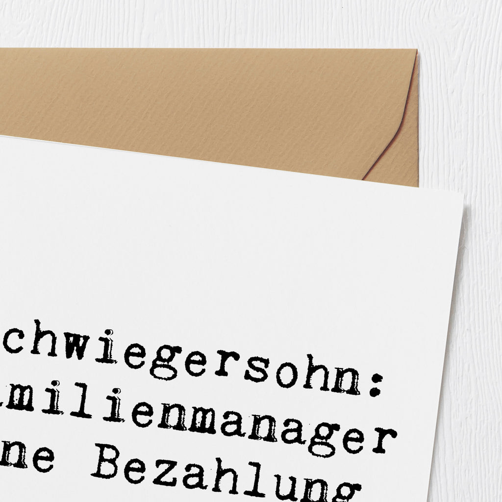 Deluxe Karte Spruch Schwiegersohn Manager Karte, Grußkarte, Klappkarte, Einladungskarte, Glückwunschkarte, Hochzeitskarte, Geburtstagskarte, Hochwertige Grußkarte, Hochwertige Klappkarte, Familie, Vatertag, Muttertag, Bruder, Schwester, Mama, Papa, Oma, Opa