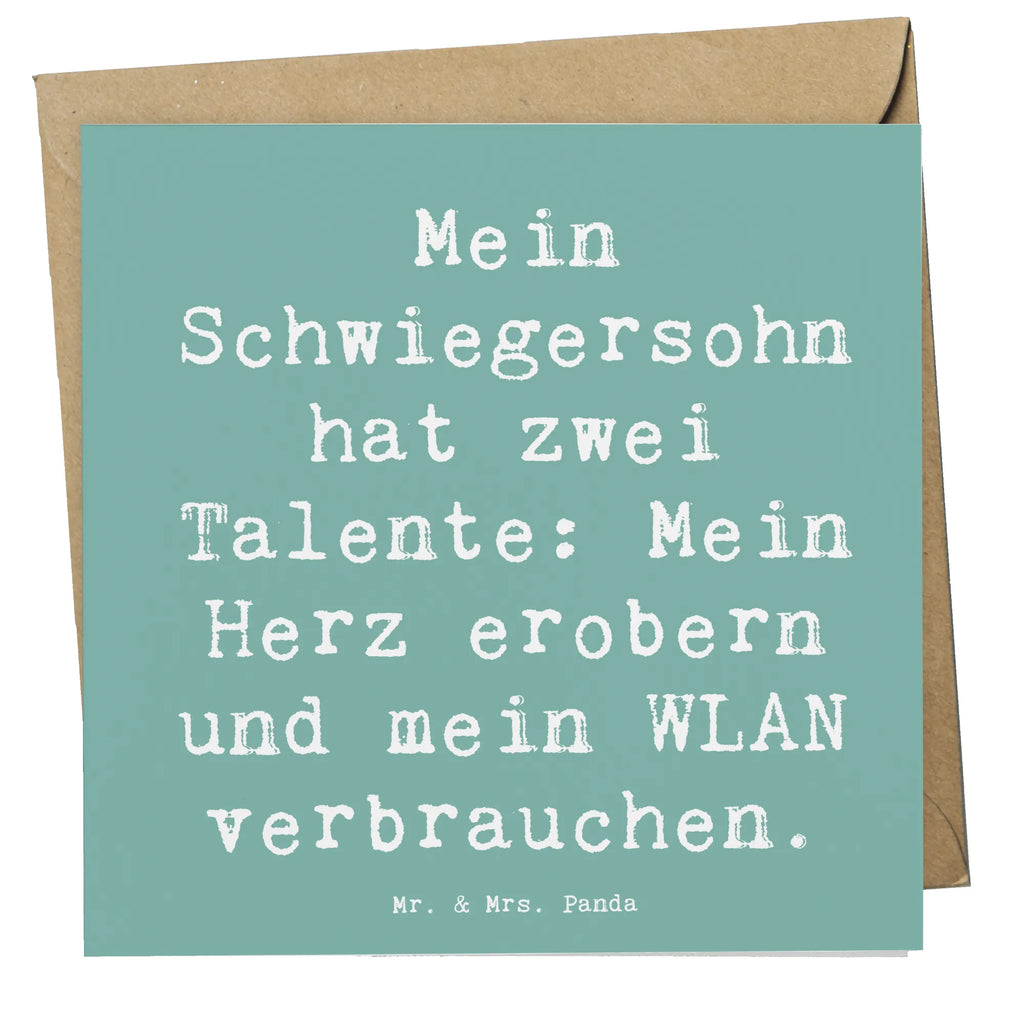 Deluxe Karte Spruch Schwiegersohn Talente Karte, Grußkarte, Klappkarte, Einladungskarte, Glückwunschkarte, Hochzeitskarte, Geburtstagskarte, Hochwertige Grußkarte, Hochwertige Klappkarte, Familie, Vatertag, Muttertag, Bruder, Schwester, Mama, Papa, Oma, Opa