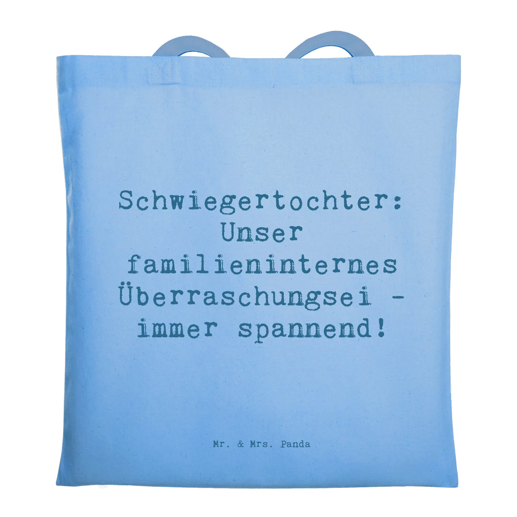 Tragetasche Spruch Überraschungs-Schwiegertochter Beuteltasche, Beutel, Einkaufstasche, Jutebeutel, Stoffbeutel, Tasche, Shopper, Umhängetasche, Strandtasche, Schultertasche, Stofftasche, Tragetasche, Badetasche, Jutetasche, Einkaufstüte, Laptoptasche, Familie, Vatertag, Muttertag, Bruder, Schwester, Mama, Papa, Oma, Opa