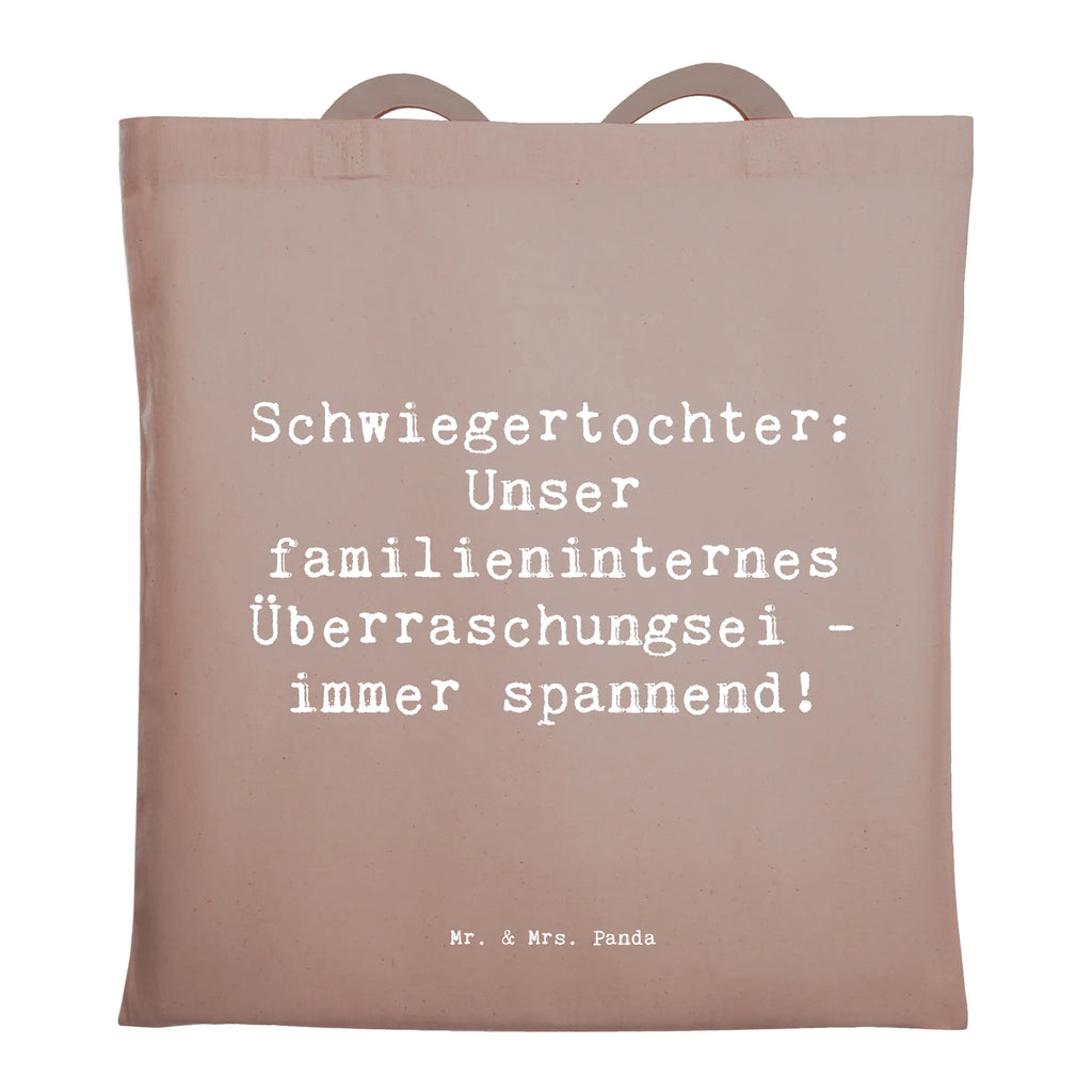 Tragetasche Spruch Überraschungs-Schwiegertochter Beuteltasche, Beutel, Einkaufstasche, Jutebeutel, Stoffbeutel, Tasche, Shopper, Umhängetasche, Strandtasche, Schultertasche, Stofftasche, Tragetasche, Badetasche, Jutetasche, Einkaufstüte, Laptoptasche, Familie, Vatertag, Muttertag, Bruder, Schwester, Mama, Papa, Oma, Opa