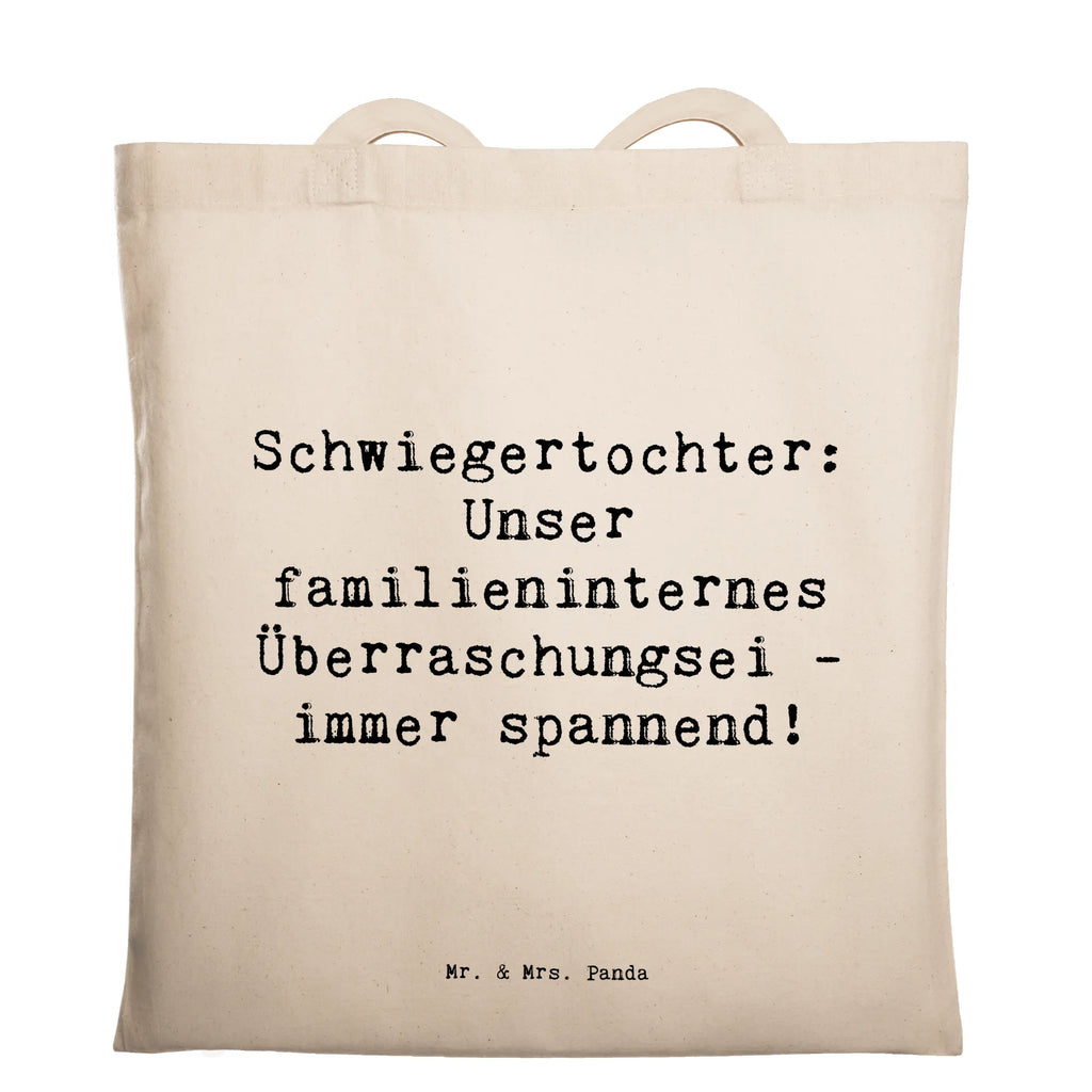 Tragetasche Spruch Überraschungs-Schwiegertochter Beuteltasche, Beutel, Einkaufstasche, Jutebeutel, Stoffbeutel, Tasche, Shopper, Umhängetasche, Strandtasche, Schultertasche, Stofftasche, Tragetasche, Badetasche, Jutetasche, Einkaufstüte, Laptoptasche, Familie, Vatertag, Muttertag, Bruder, Schwester, Mama, Papa, Oma, Opa