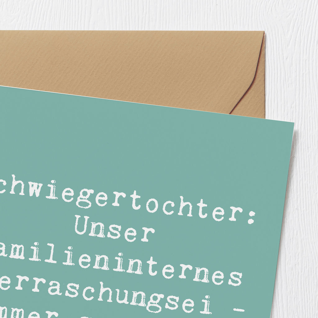 Deluxe Karte Spruch Überraschungs-Schwiegertochter Karte, Grußkarte, Klappkarte, Einladungskarte, Glückwunschkarte, Hochzeitskarte, Geburtstagskarte, Hochwertige Grußkarte, Hochwertige Klappkarte, Familie, Vatertag, Muttertag, Bruder, Schwester, Mama, Papa, Oma, Opa