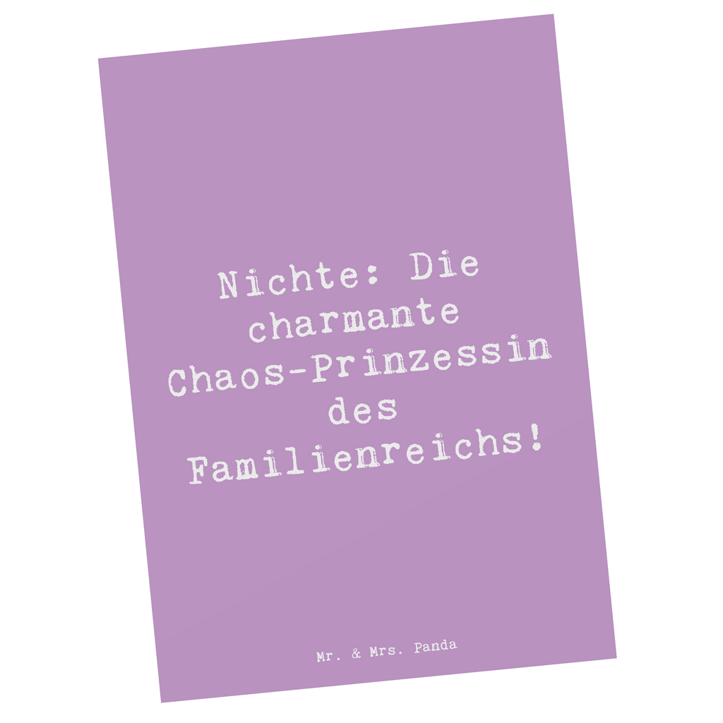 Postkarte Spruch Nichte Chaos-Prinzessin Postkarte, Karte, Geschenkkarte, Grußkarte, Einladung, Ansichtskarte, Geburtstagskarte, Einladungskarte, Dankeskarte, Ansichtskarten, Einladung Geburtstag, Einladungskarten Geburtstag, Familie, Vatertag, Muttertag, Bruder, Schwester, Mama, Papa, Oma, Opa