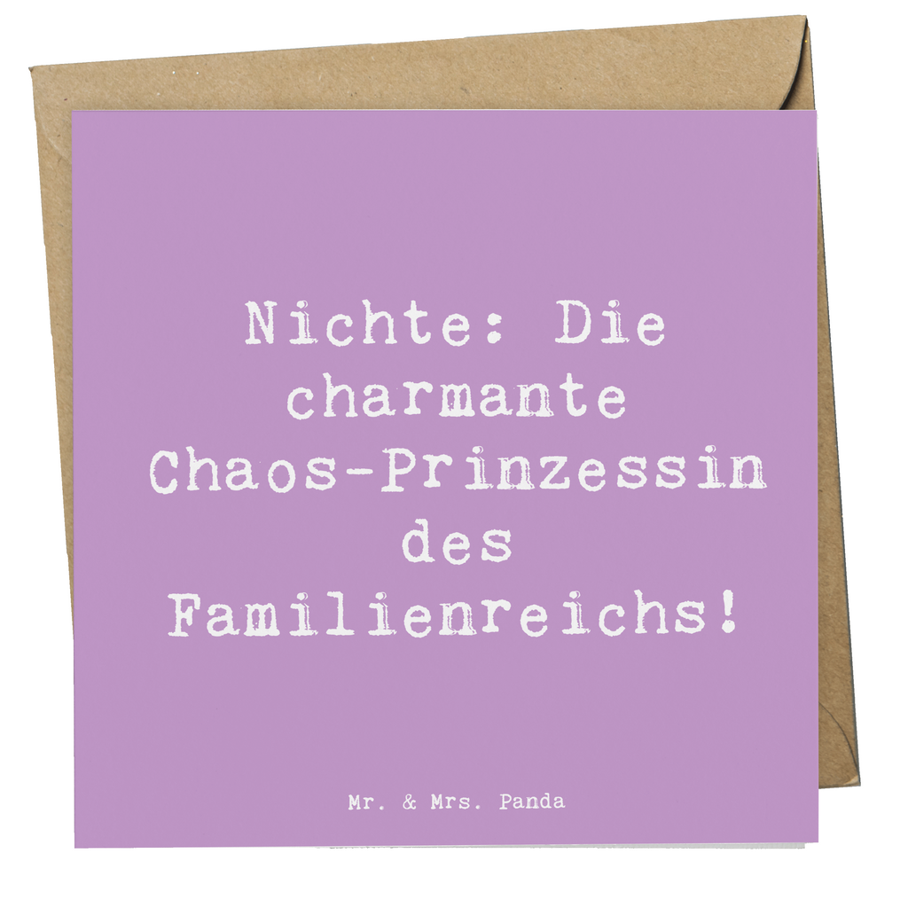 Deluxe Karte Spruch Nichte Chaos-Prinzessin Karte, Grußkarte, Klappkarte, Einladungskarte, Glückwunschkarte, Hochzeitskarte, Geburtstagskarte, Hochwertige Grußkarte, Hochwertige Klappkarte, Familie, Vatertag, Muttertag, Bruder, Schwester, Mama, Papa, Oma, Opa