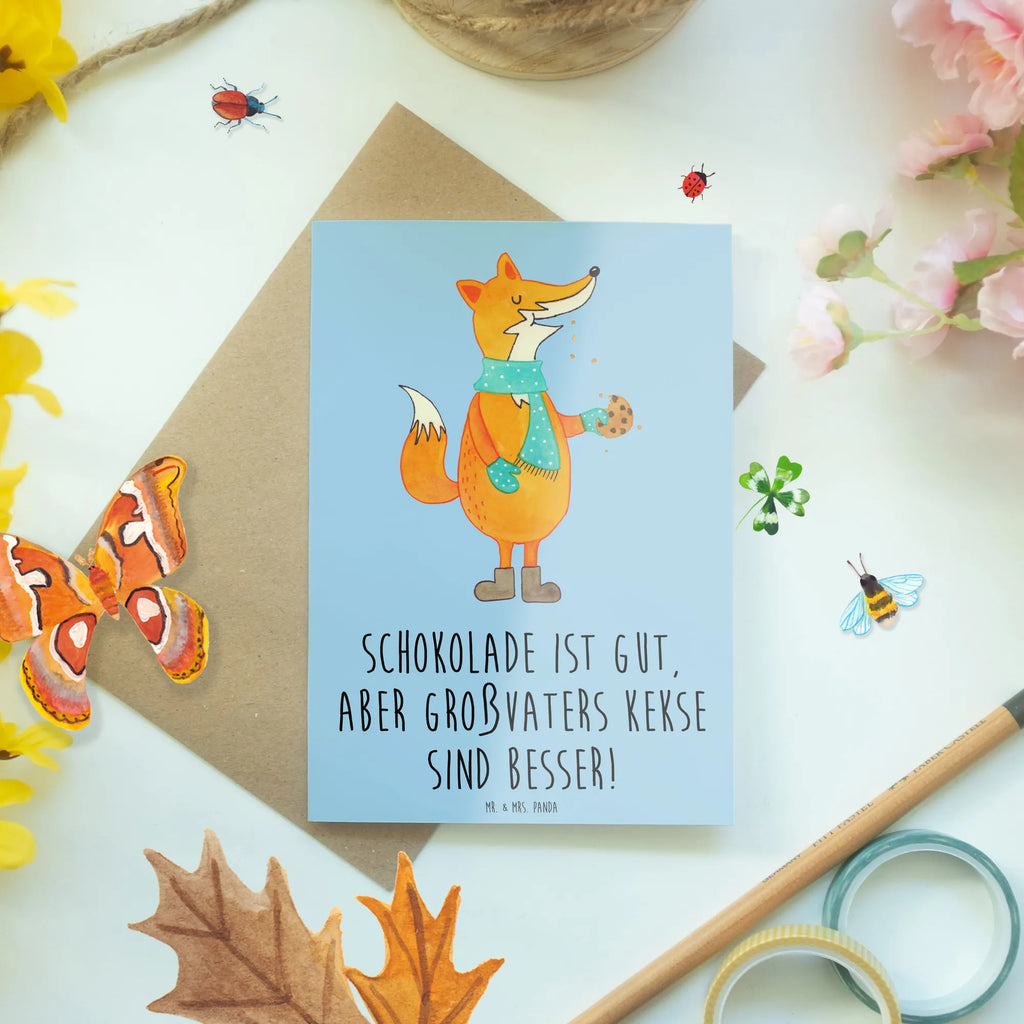 Greetings card Schokolade ist gut, aber Großvaters Kekse sind besser! Grußkarte, Klappkarte, Einladungskarte, Glückwunschkarte, Hochzeitskarte, Geburtstagskarte, Karte, Ansichtskarten, Familie, Vatertag, Muttertag, Bruder, Schwester, Mama, Papa, Oma, Opa
