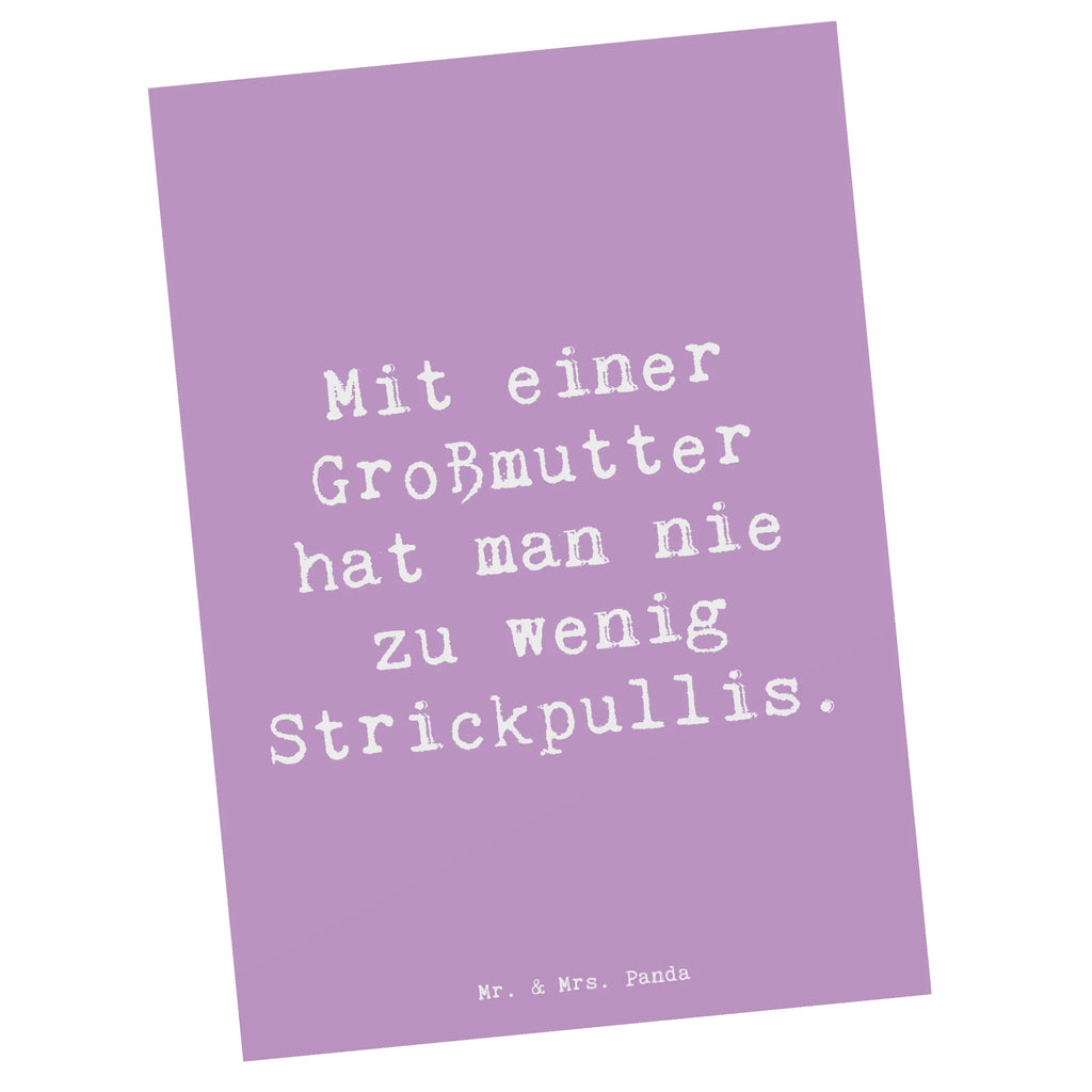 Postcard Saying Mit einer Großmutter hat man nie zu wenig Strickpullis. Postkarte, Karte, Geschenkkarte, Grußkarte, Einladung, Ansichtskarte, Geburtstagskarte, Einladungskarte, Dankeskarte, Ansichtskarten, Einladung Geburtstag, Einladungskarten Geburtstag, Familie, Vatertag, Muttertag, Bruder, Schwester, Mama, Papa, Oma, Opa