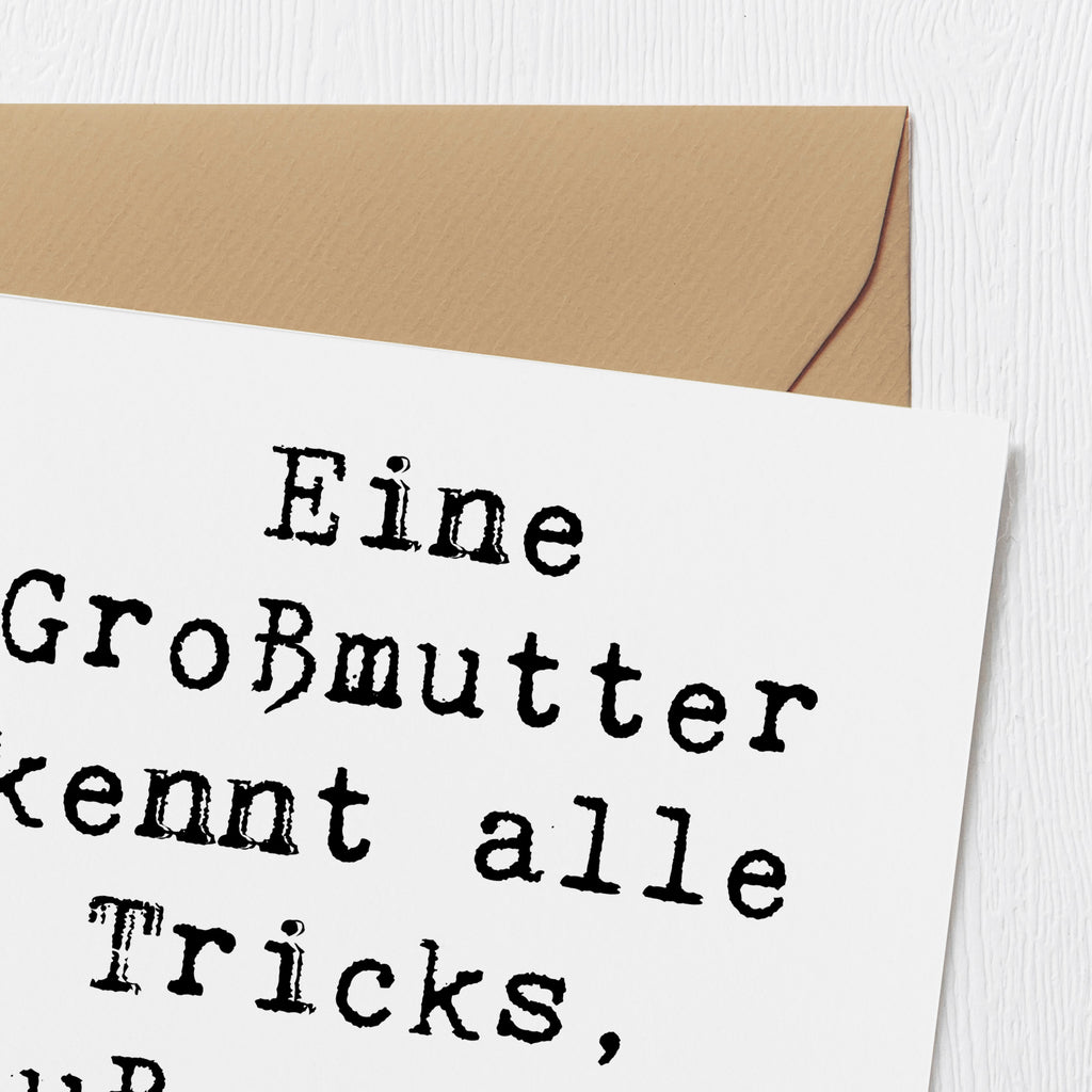 Deluxe Karte Spruch Großmutter Tricks Karte, Grußkarte, Klappkarte, Einladungskarte, Glückwunschkarte, Hochzeitskarte, Geburtstagskarte, Hochwertige Grußkarte, Hochwertige Klappkarte, Familie, Vatertag, Muttertag, Bruder, Schwester, Mama, Papa, Oma, Opa