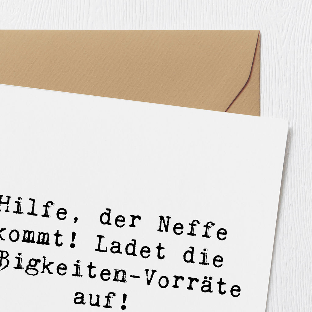 Deluxe Karte Spruch Neffe Besuch Karte, Grußkarte, Klappkarte, Einladungskarte, Glückwunschkarte, Hochzeitskarte, Geburtstagskarte, Hochwertige Grußkarte, Hochwertige Klappkarte, Familie, Vatertag, Muttertag, Bruder, Schwester, Mama, Papa, Oma, Opa