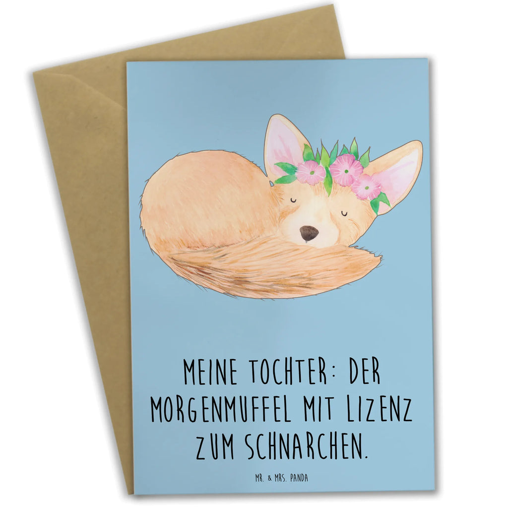 Grußkarte Tochter Morgenmuffel Grußkarte, Klappkarte, Einladungskarte, Glückwunschkarte, Hochzeitskarte, Geburtstagskarte, Karte, Ansichtskarten, Familie, Vatertag, Muttertag, Bruder, Schwester, Mama, Papa, Oma, Opa