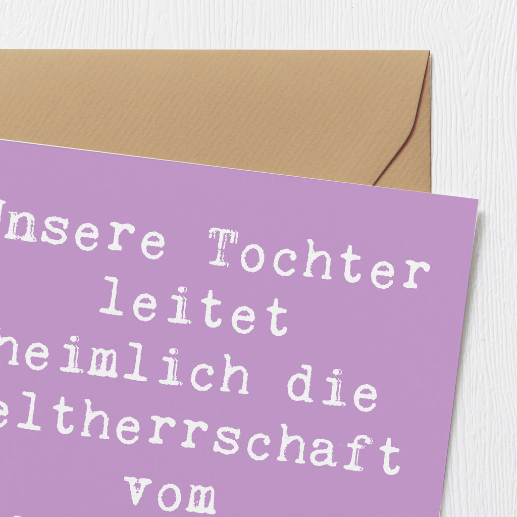 Deluxe Karte Spruch Tochter Weltherrschaft Karte, Grußkarte, Klappkarte, Einladungskarte, Glückwunschkarte, Hochzeitskarte, Geburtstagskarte, Hochwertige Grußkarte, Hochwertige Klappkarte, Familie, Vatertag, Muttertag, Bruder, Schwester, Mama, Papa, Oma, Opa