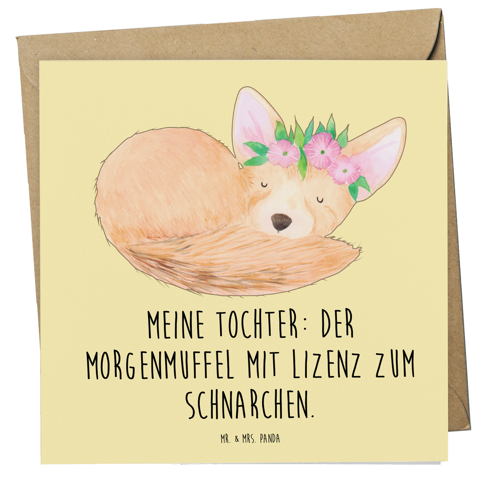 Deluxe Karte Tochter Morgenmuffel Karte, Grußkarte, Klappkarte, Einladungskarte, Glückwunschkarte, Hochzeitskarte, Geburtstagskarte, Hochwertige Grußkarte, Hochwertige Klappkarte, Familie, Vatertag, Muttertag, Bruder, Schwester, Mama, Papa, Oma, Opa