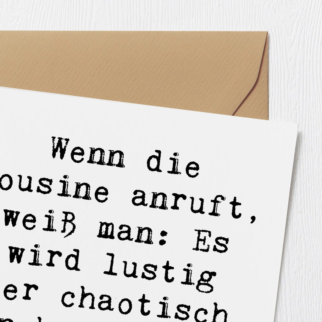 Deluxe Karte Spruch Cousine Abenteuer Karte, Grußkarte, Klappkarte, Einladungskarte, Glückwunschkarte, Hochzeitskarte, Geburtstagskarte, Hochwertige Grußkarte, Hochwertige Klappkarte, Familie, Vatertag, Muttertag, Bruder, Schwester, Mama, Papa, Oma, Opa