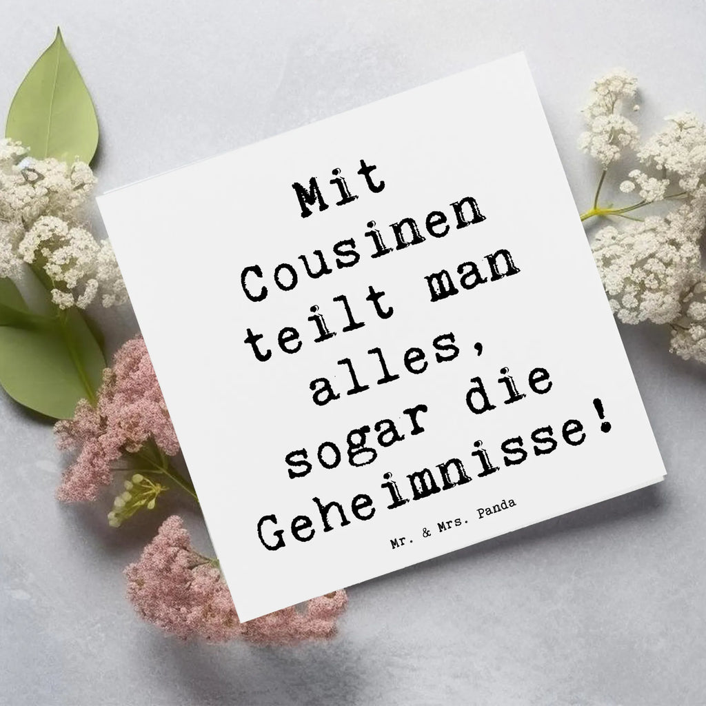 Deluxe Karte Spruch Cousine Geheimnisse Karte, Grußkarte, Klappkarte, Einladungskarte, Glückwunschkarte, Hochzeitskarte, Geburtstagskarte, Hochwertige Grußkarte, Hochwertige Klappkarte, Familie, Vatertag, Muttertag, Bruder, Schwester, Mama, Papa, Oma, Opa