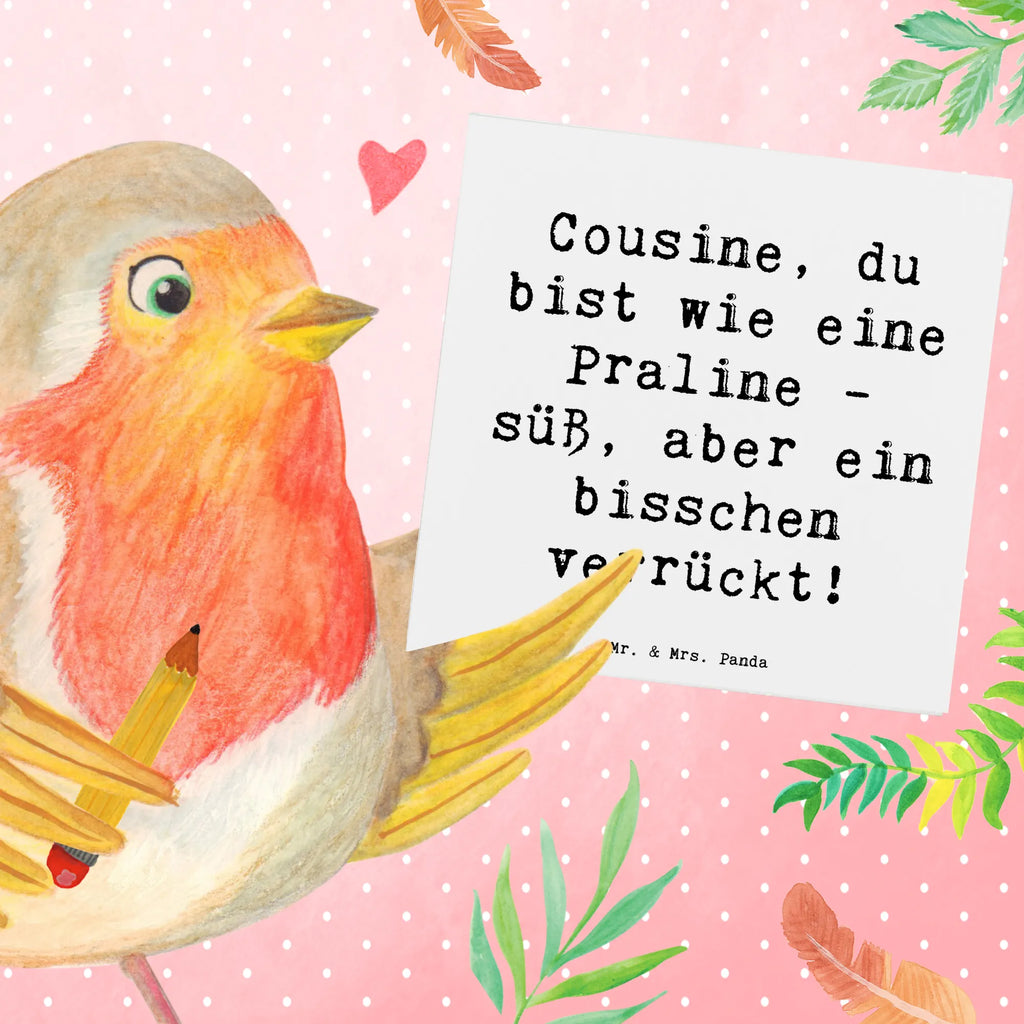 Deluxe Karte Spruch Cousine Praline Karte, Grußkarte, Klappkarte, Einladungskarte, Glückwunschkarte, Hochzeitskarte, Geburtstagskarte, Hochwertige Grußkarte, Hochwertige Klappkarte, Familie, Vatertag, Muttertag, Bruder, Schwester, Mama, Papa, Oma, Opa