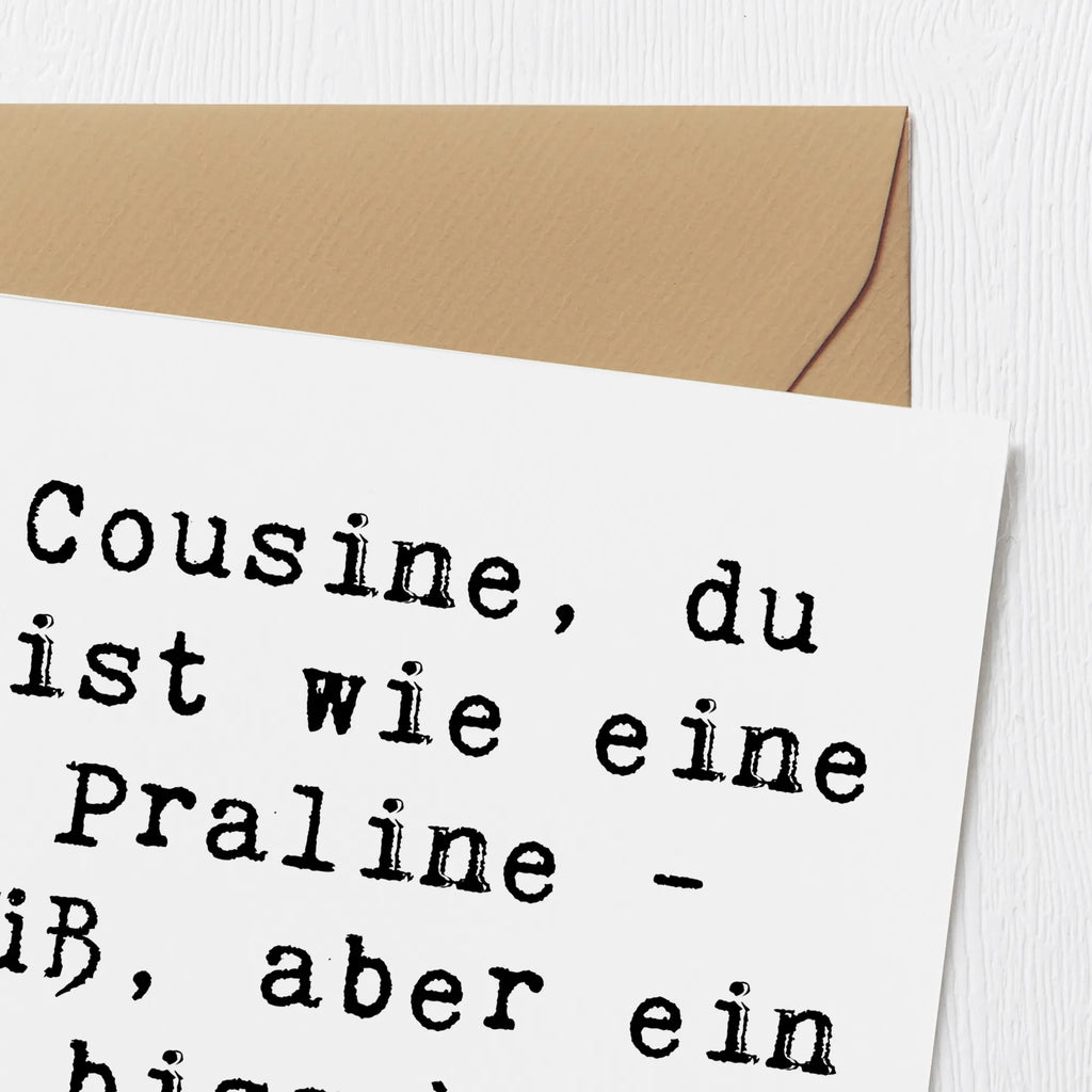 Deluxe Karte Spruch Cousine Praline Karte, Grußkarte, Klappkarte, Einladungskarte, Glückwunschkarte, Hochzeitskarte, Geburtstagskarte, Hochwertige Grußkarte, Hochwertige Klappkarte, Familie, Vatertag, Muttertag, Bruder, Schwester, Mama, Papa, Oma, Opa