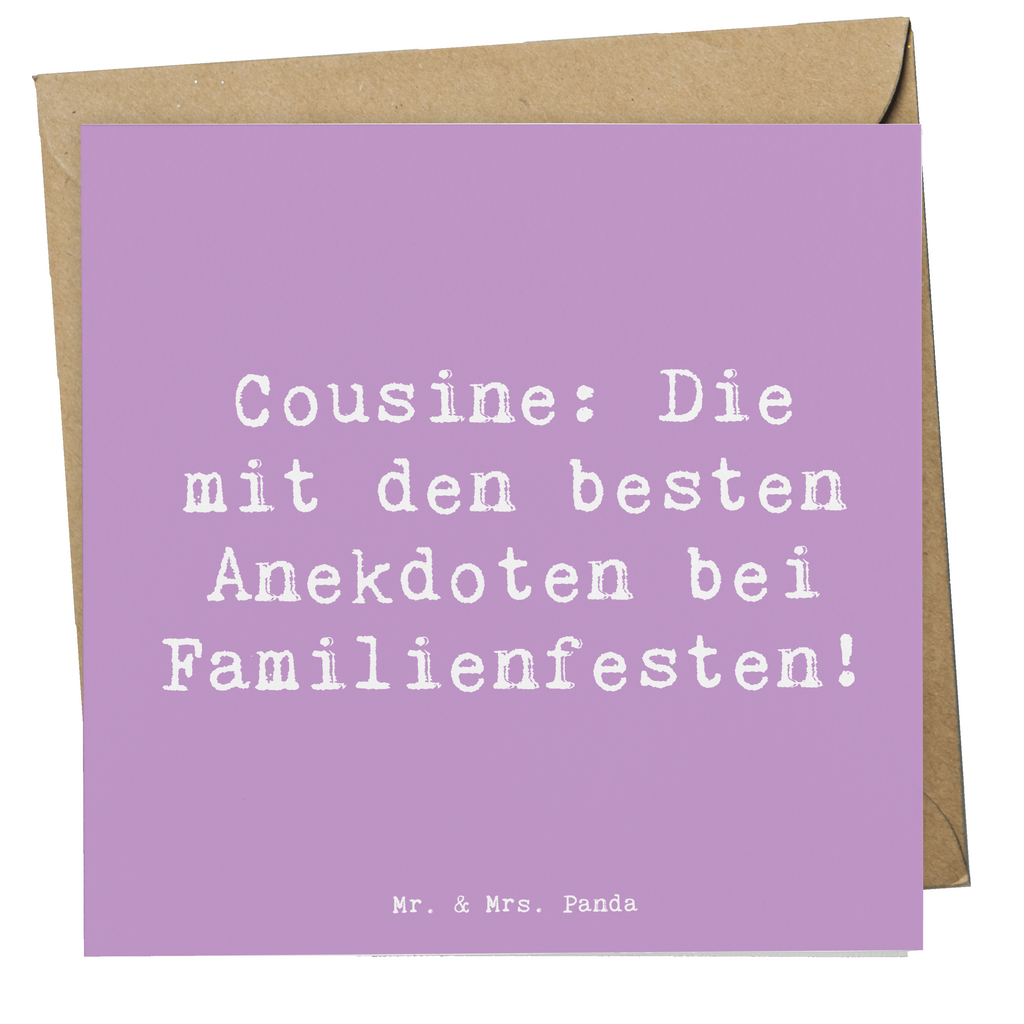 Deluxe Karte Spruch Cousine Anekdoten Karte, Grußkarte, Klappkarte, Einladungskarte, Glückwunschkarte, Hochzeitskarte, Geburtstagskarte, Hochwertige Grußkarte, Hochwertige Klappkarte, Familie, Vatertag, Muttertag, Bruder, Schwester, Mama, Papa, Oma, Opa