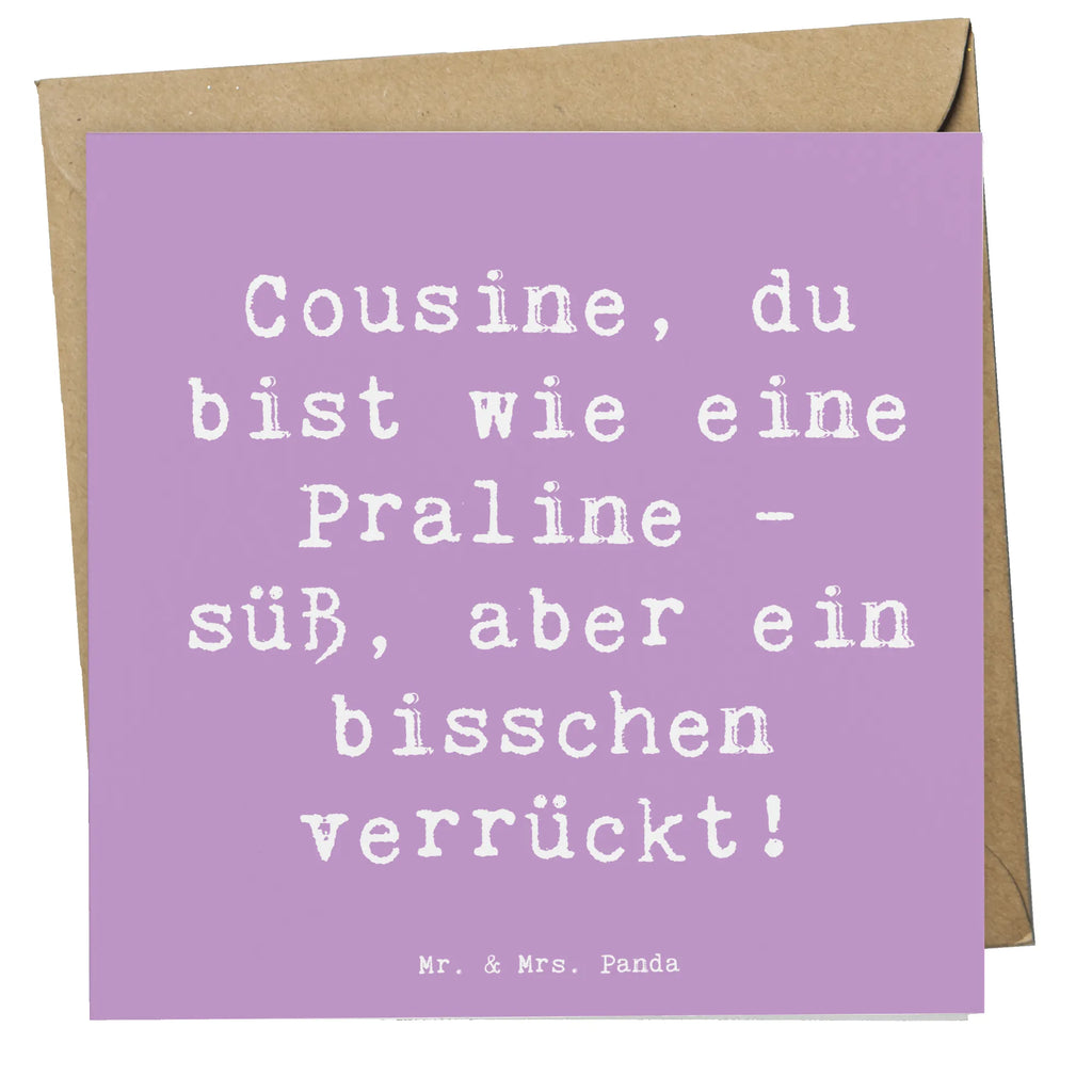 Deluxe Karte Spruch Cousine Praline Karte, Grußkarte, Klappkarte, Einladungskarte, Glückwunschkarte, Hochzeitskarte, Geburtstagskarte, Hochwertige Grußkarte, Hochwertige Klappkarte, Familie, Vatertag, Muttertag, Bruder, Schwester, Mama, Papa, Oma, Opa