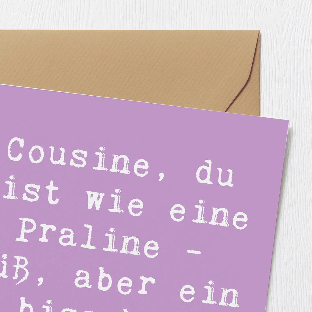 Deluxe Karte Spruch Cousine Praline Karte, Grußkarte, Klappkarte, Einladungskarte, Glückwunschkarte, Hochzeitskarte, Geburtstagskarte, Hochwertige Grußkarte, Hochwertige Klappkarte, Familie, Vatertag, Muttertag, Bruder, Schwester, Mama, Papa, Oma, Opa