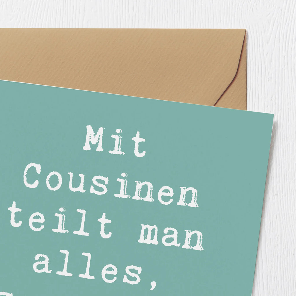 Deluxe Karte Spruch Cousine Geheimnisse Karte, Grußkarte, Klappkarte, Einladungskarte, Glückwunschkarte, Hochzeitskarte, Geburtstagskarte, Hochwertige Grußkarte, Hochwertige Klappkarte, Familie, Vatertag, Muttertag, Bruder, Schwester, Mama, Papa, Oma, Opa