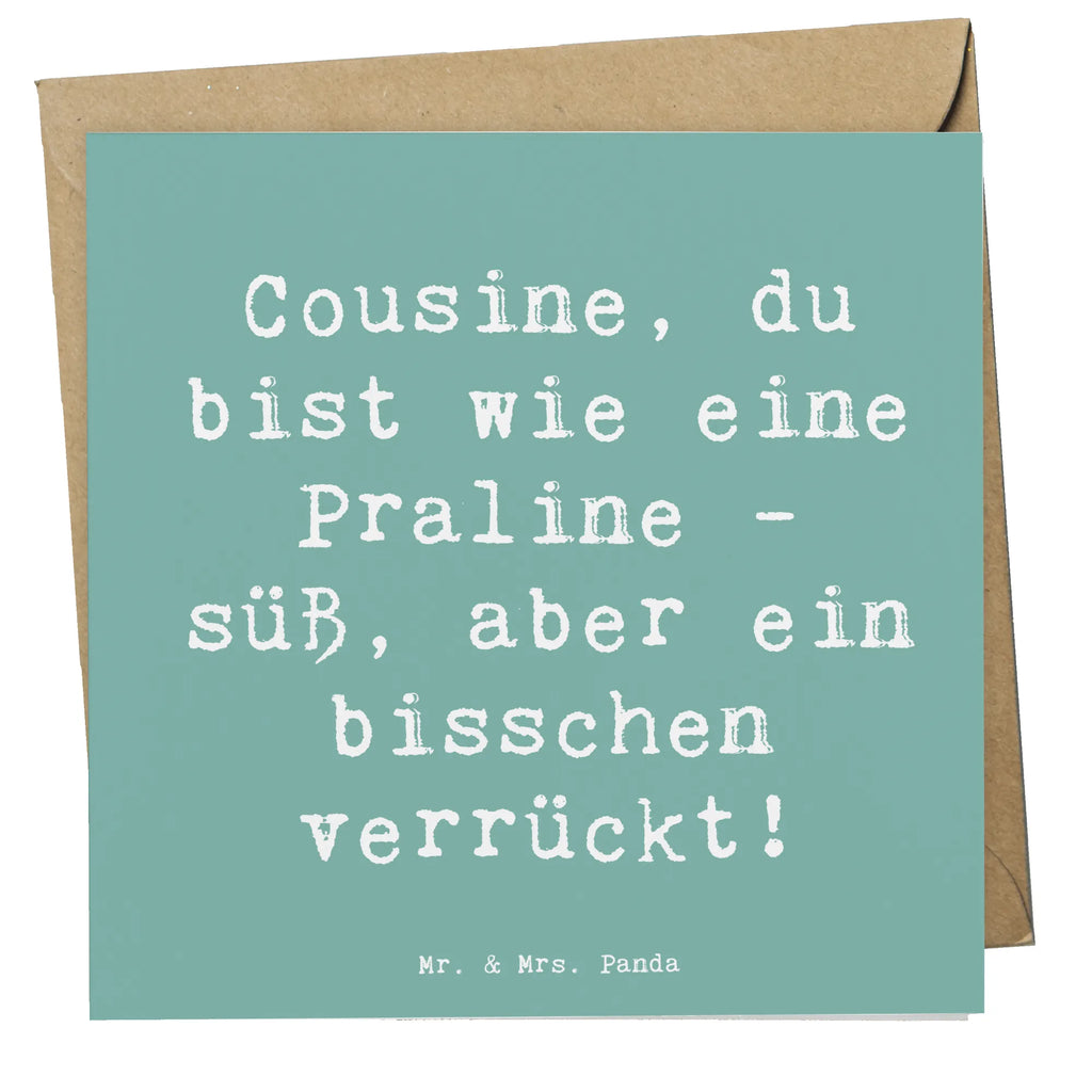 Deluxe Karte Spruch Cousine Praline Karte, Grußkarte, Klappkarte, Einladungskarte, Glückwunschkarte, Hochzeitskarte, Geburtstagskarte, Hochwertige Grußkarte, Hochwertige Klappkarte, Familie, Vatertag, Muttertag, Bruder, Schwester, Mama, Papa, Oma, Opa