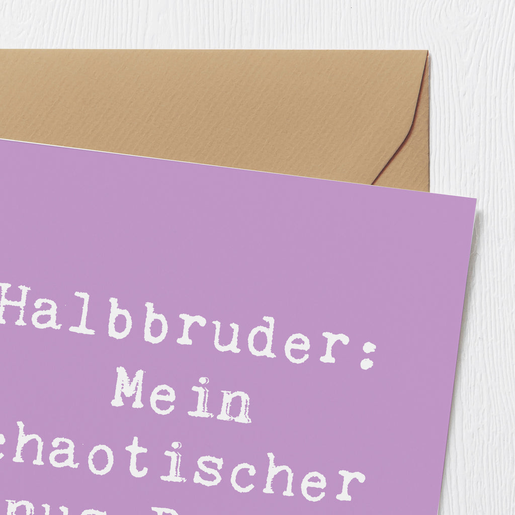 Deluxe Karte Spruch Halbbruder Chaos Karte, Grußkarte, Klappkarte, Einladungskarte, Glückwunschkarte, Hochzeitskarte, Geburtstagskarte, Hochwertige Grußkarte, Hochwertige Klappkarte, Familie, Vatertag, Muttertag, Bruder, Schwester, Mama, Papa, Oma, Opa