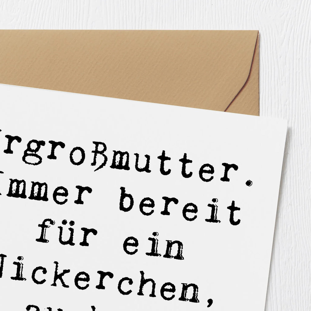 Deluxe Karte Spruch Urgroßmutter Nickerchen Karte, Grußkarte, Klappkarte, Einladungskarte, Glückwunschkarte, Hochzeitskarte, Geburtstagskarte, Hochwertige Grußkarte, Hochwertige Klappkarte, Familie, Vatertag, Muttertag, Bruder, Schwester, Mama, Papa, Oma, Opa