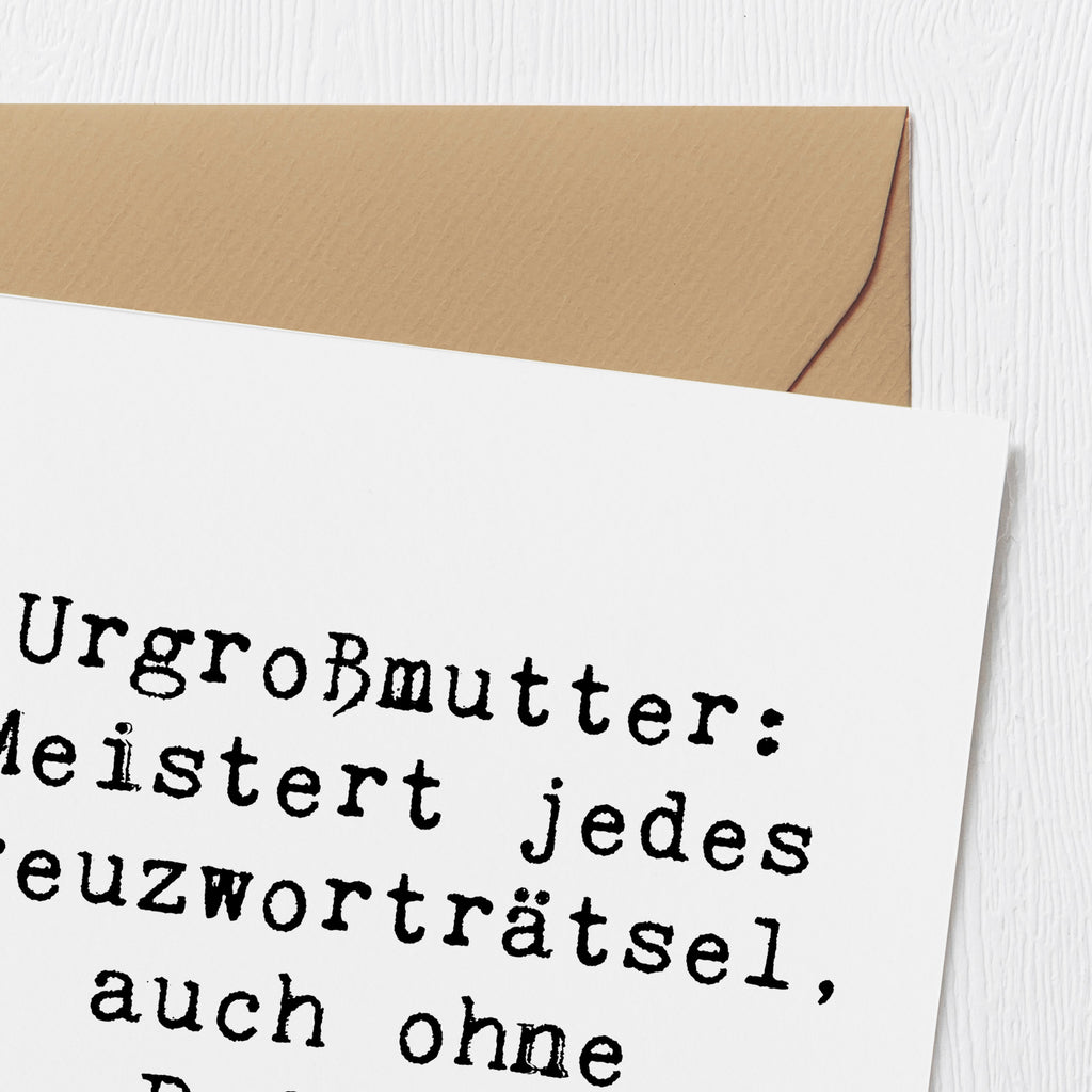 Deluxe Karte Spruch Urgroßmutter Genie Karte, Grußkarte, Klappkarte, Einladungskarte, Glückwunschkarte, Hochzeitskarte, Geburtstagskarte, Hochwertige Grußkarte, Hochwertige Klappkarte, Familie, Vatertag, Muttertag, Bruder, Schwester, Mama, Papa, Oma, Opa