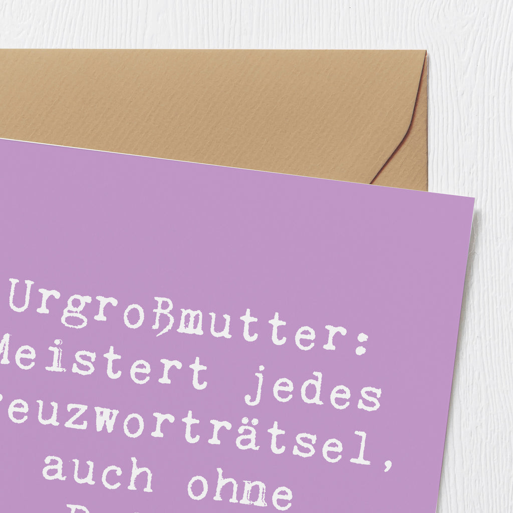 Deluxe Karte Spruch Urgroßmutter Genie Karte, Grußkarte, Klappkarte, Einladungskarte, Glückwunschkarte, Hochzeitskarte, Geburtstagskarte, Hochwertige Grußkarte, Hochwertige Klappkarte, Familie, Vatertag, Muttertag, Bruder, Schwester, Mama, Papa, Oma, Opa