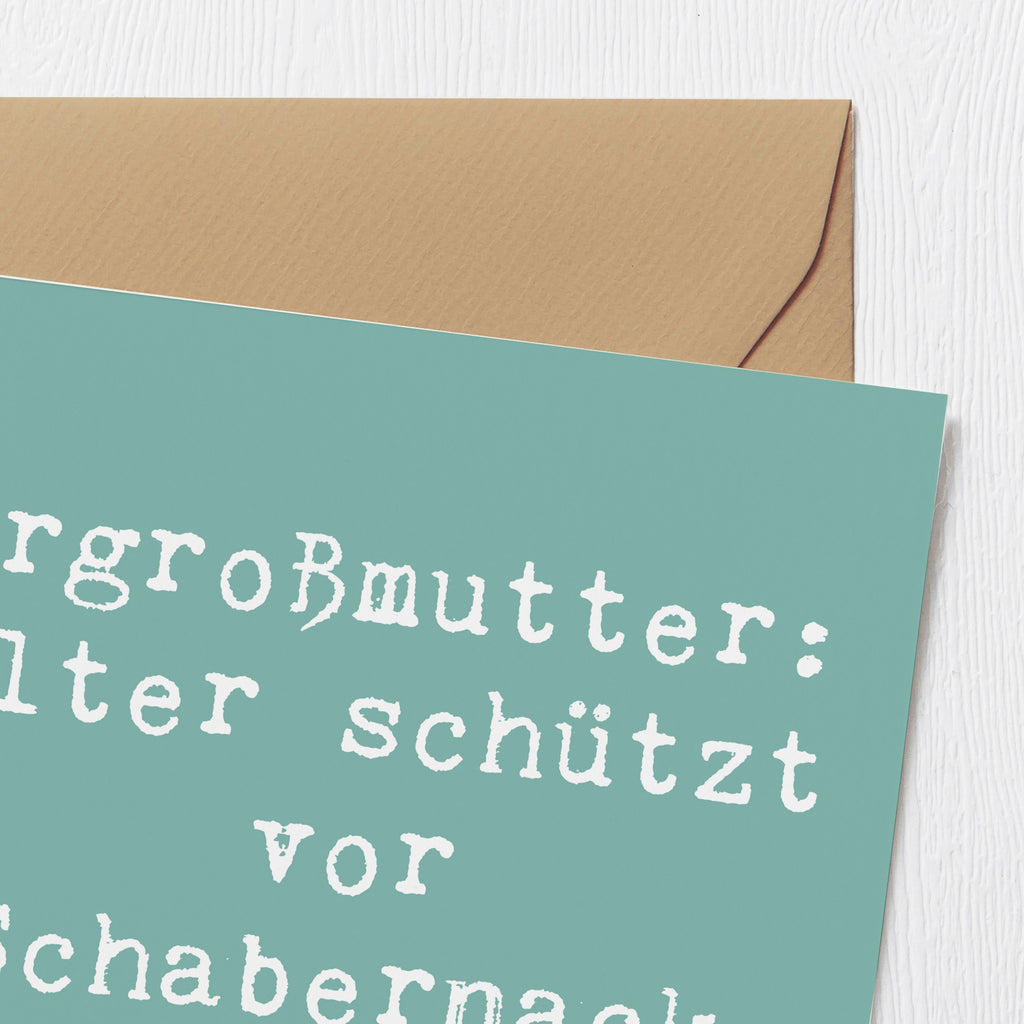 Deluxe Karte Spruch Urgroßmutter Schabernack Karte, Grußkarte, Klappkarte, Einladungskarte, Glückwunschkarte, Hochzeitskarte, Geburtstagskarte, Hochwertige Grußkarte, Hochwertige Klappkarte, Familie, Vatertag, Muttertag, Bruder, Schwester, Mama, Papa, Oma, Opa