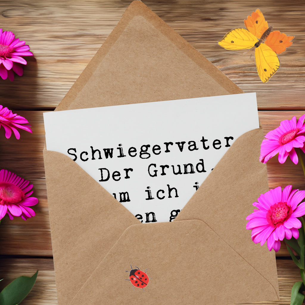 Deluxe Karte Spruch Schwiegervater Weinliebhaber Karte, Grußkarte, Klappkarte, Einladungskarte, Glückwunschkarte, Hochzeitskarte, Geburtstagskarte, Hochwertige Grußkarte, Hochwertige Klappkarte, Familie, Vatertag, Muttertag, Bruder, Schwester, Mama, Papa, Oma, Opa