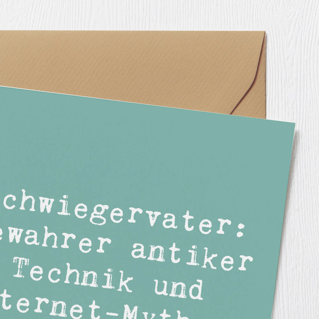 Deluxe Karte Spruch Schwiegervater Geschichten Karte, Grußkarte, Klappkarte, Einladungskarte, Glückwunschkarte, Hochzeitskarte, Geburtstagskarte, Hochwertige Grußkarte, Hochwertige Klappkarte, Familie, Vatertag, Muttertag, Bruder, Schwester, Mama, Papa, Oma, Opa