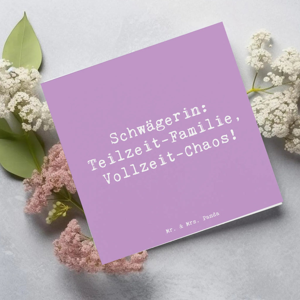 Deluxe Karte Spruch Schwägerin Chaos Karte, Grußkarte, Klappkarte, Einladungskarte, Glückwunschkarte, Hochzeitskarte, Geburtstagskarte, Hochwertige Grußkarte, Hochwertige Klappkarte, Familie, Vatertag, Muttertag, Bruder, Schwester, Mama, Papa, Oma, Opa