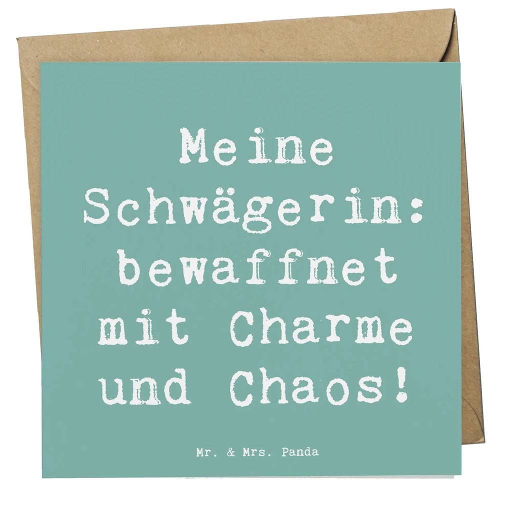 Deluxe Karte Spruch Schwägerin Charmant Chaos Karte, Grußkarte, Klappkarte, Einladungskarte, Glückwunschkarte, Hochzeitskarte, Geburtstagskarte, Hochwertige Grußkarte, Hochwertige Klappkarte, Familie, Vatertag, Muttertag, Bruder, Schwester, Mama, Papa, Oma, Opa