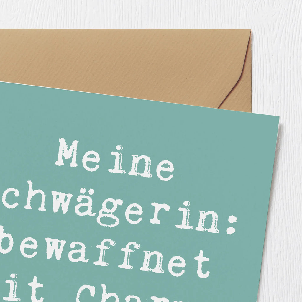 Deluxe Karte Spruch Schwägerin Charmant Chaos Karte, Grußkarte, Klappkarte, Einladungskarte, Glückwunschkarte, Hochzeitskarte, Geburtstagskarte, Hochwertige Grußkarte, Hochwertige Klappkarte, Familie, Vatertag, Muttertag, Bruder, Schwester, Mama, Papa, Oma, Opa