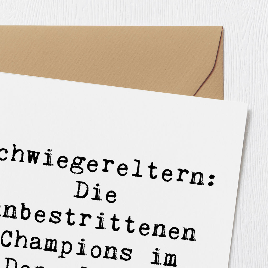 Deluxe Karte Spruch Schwiegereltern Champions Karte, Grußkarte, Klappkarte, Einladungskarte, Glückwunschkarte, Hochzeitskarte, Geburtstagskarte, Hochwertige Grußkarte, Hochwertige Klappkarte, Familie, Vatertag, Muttertag, Bruder, Schwester, Mama, Papa, Oma, Opa