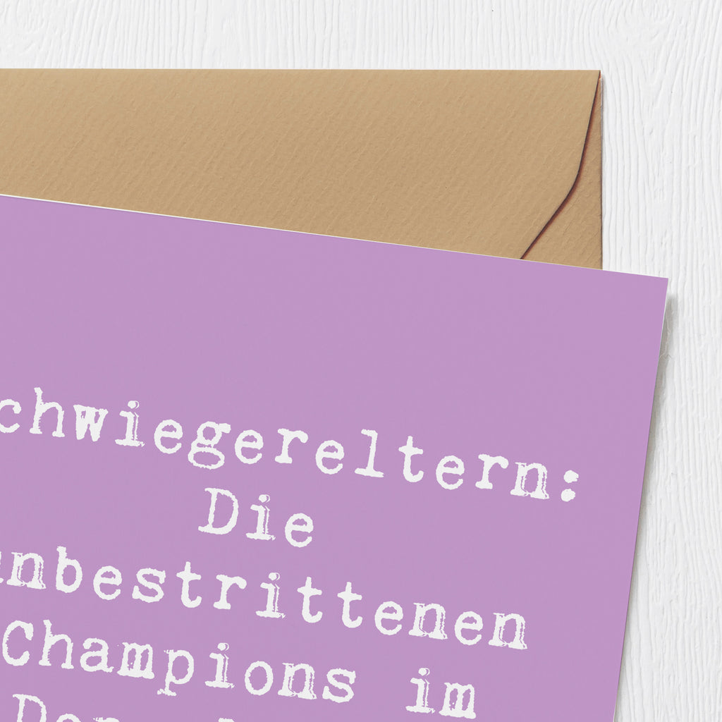 Deluxe Karte Spruch Schwiegereltern Champions Karte, Grußkarte, Klappkarte, Einladungskarte, Glückwunschkarte, Hochzeitskarte, Geburtstagskarte, Hochwertige Grußkarte, Hochwertige Klappkarte, Familie, Vatertag, Muttertag, Bruder, Schwester, Mama, Papa, Oma, Opa