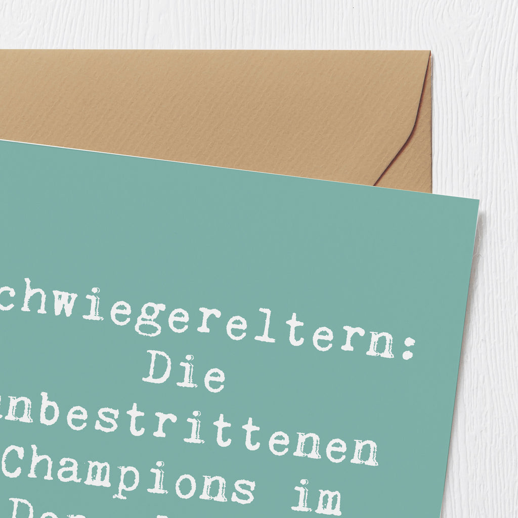 Deluxe Karte Spruch Schwiegereltern Champions Karte, Grußkarte, Klappkarte, Einladungskarte, Glückwunschkarte, Hochzeitskarte, Geburtstagskarte, Hochwertige Grußkarte, Hochwertige Klappkarte, Familie, Vatertag, Muttertag, Bruder, Schwester, Mama, Papa, Oma, Opa