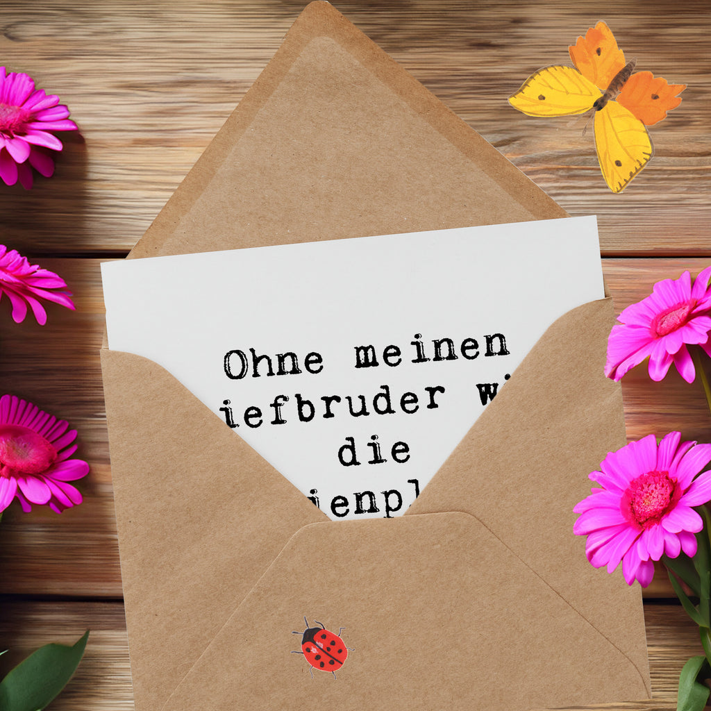 Deluxe Karte Spruch Cooler Stiefbruder Karte, Grußkarte, Klappkarte, Einladungskarte, Glückwunschkarte, Hochzeitskarte, Geburtstagskarte, Hochwertige Grußkarte, Hochwertige Klappkarte, Familie, Vatertag, Muttertag, Bruder, Schwester, Mama, Papa, Oma, Opa