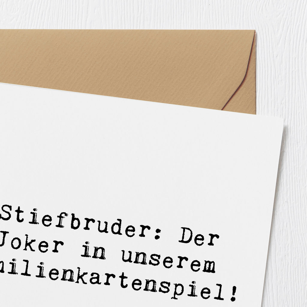 Deluxe Karte Spruch Stiefbruder: Der Joker in unserem Familienkartenspiel! Karte, Grußkarte, Klappkarte, Einladungskarte, Glückwunschkarte, Hochzeitskarte, Geburtstagskarte, Hochwertige Grußkarte, Hochwertige Klappkarte, Familie, Vatertag, Muttertag, Bruder, Schwester, Mama, Papa, Oma, Opa