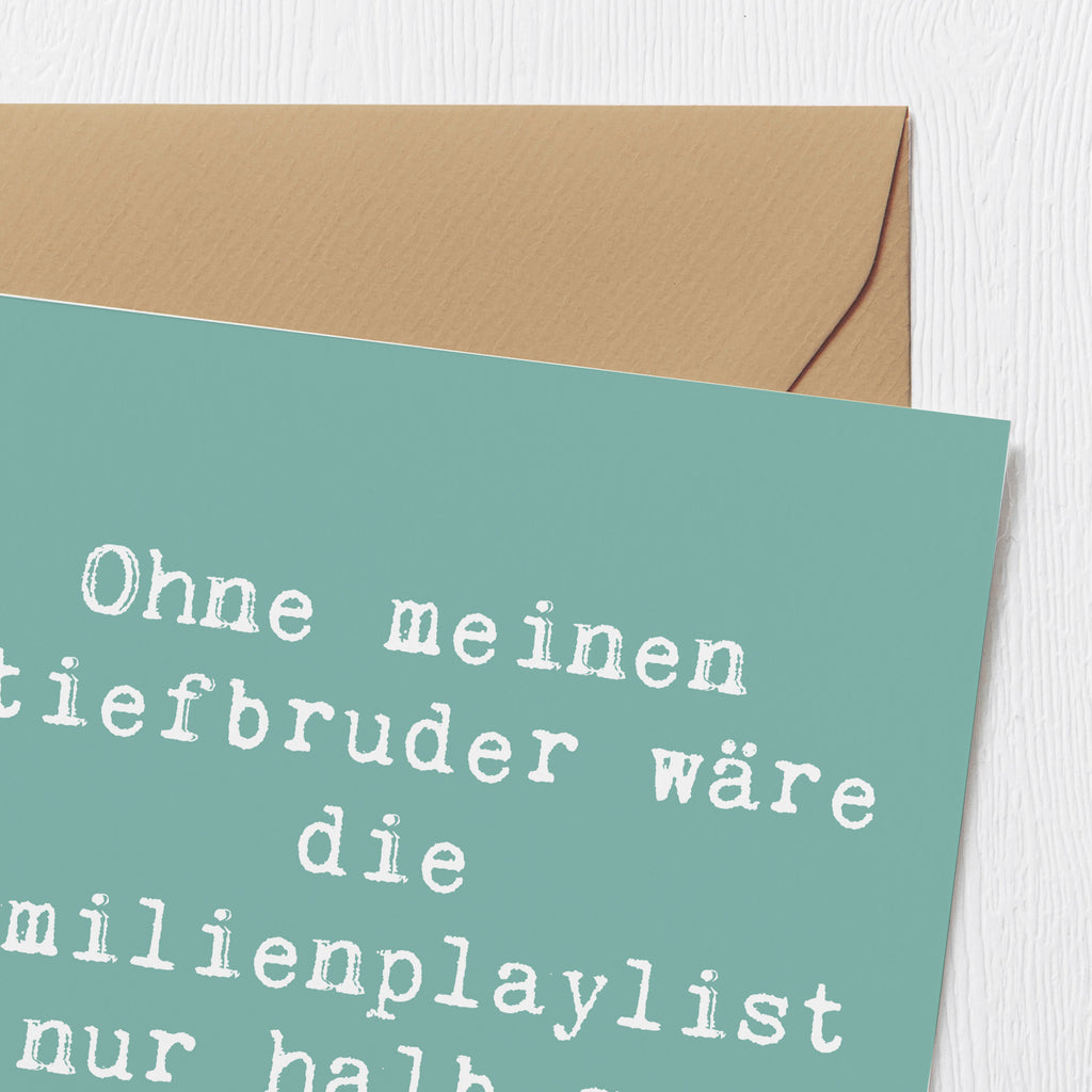 Deluxe Karte Spruch Cooler Stiefbruder Karte, Grußkarte, Klappkarte, Einladungskarte, Glückwunschkarte, Hochzeitskarte, Geburtstagskarte, Hochwertige Grußkarte, Hochwertige Klappkarte, Familie, Vatertag, Muttertag, Bruder, Schwester, Mama, Papa, Oma, Opa