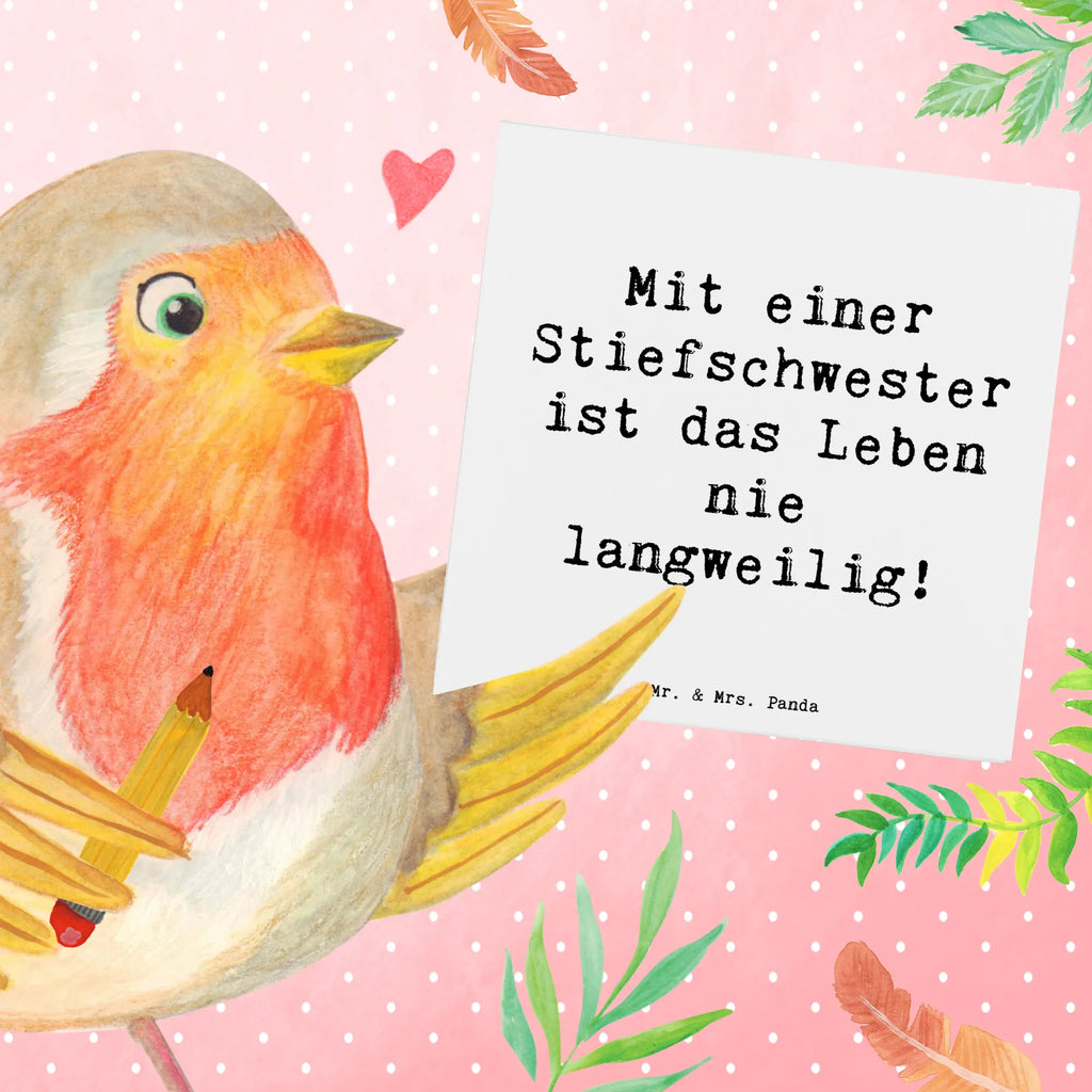 Deluxe Karte Spruch Stiefschwester Abenteuer Karte, Grußkarte, Klappkarte, Einladungskarte, Glückwunschkarte, Hochzeitskarte, Geburtstagskarte, Hochwertige Grußkarte, Hochwertige Klappkarte, Familie, Vatertag, Muttertag, Bruder, Schwester, Mama, Papa, Oma, Opa