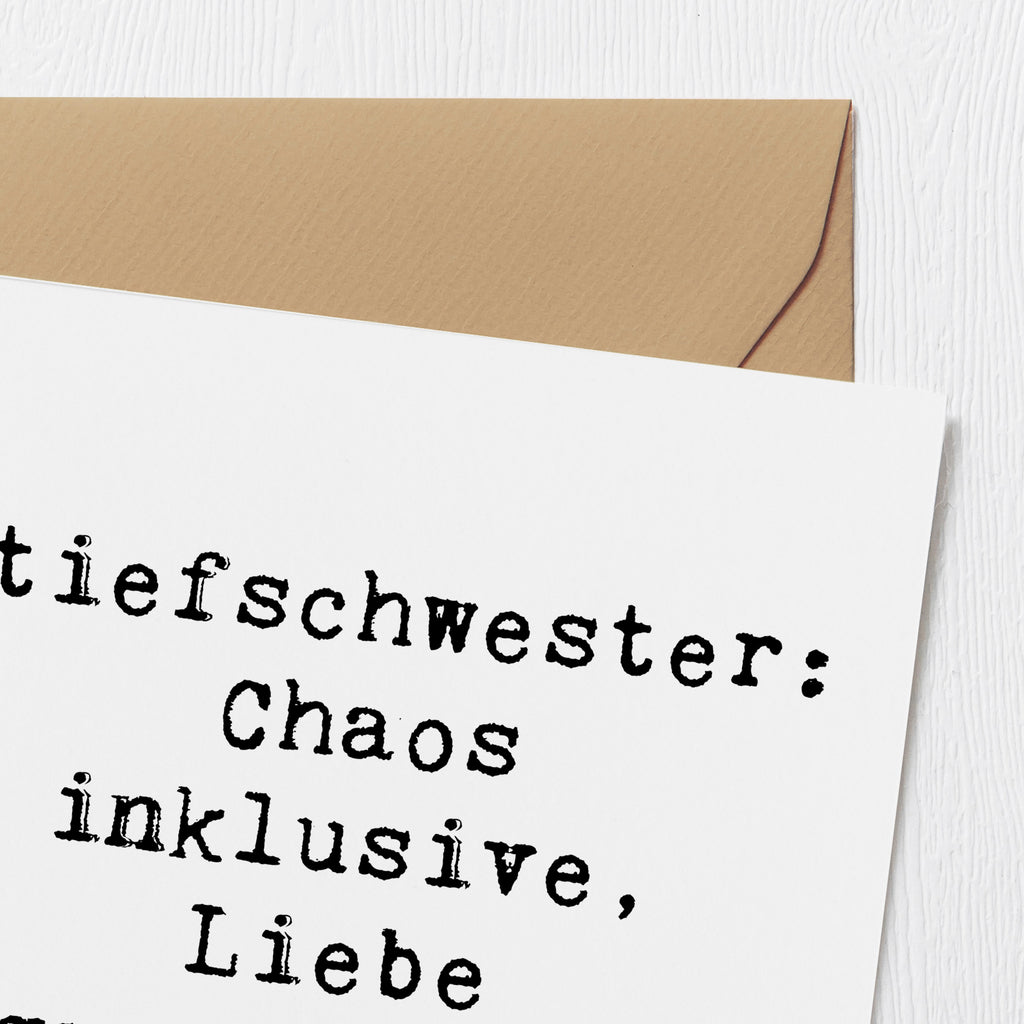 Deluxe Karte Spruch Stiefschwester Liebe Karte, Grußkarte, Klappkarte, Einladungskarte, Glückwunschkarte, Hochzeitskarte, Geburtstagskarte, Hochwertige Grußkarte, Hochwertige Klappkarte, Familie, Vatertag, Muttertag, Bruder, Schwester, Mama, Papa, Oma, Opa